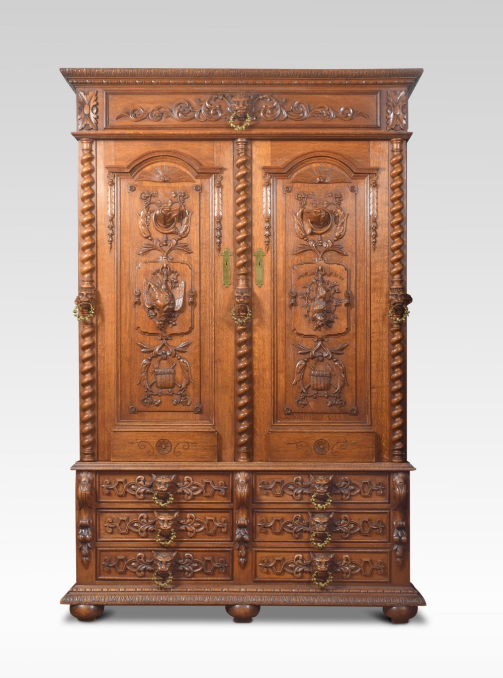Substantial 19th century oak carved cabinet