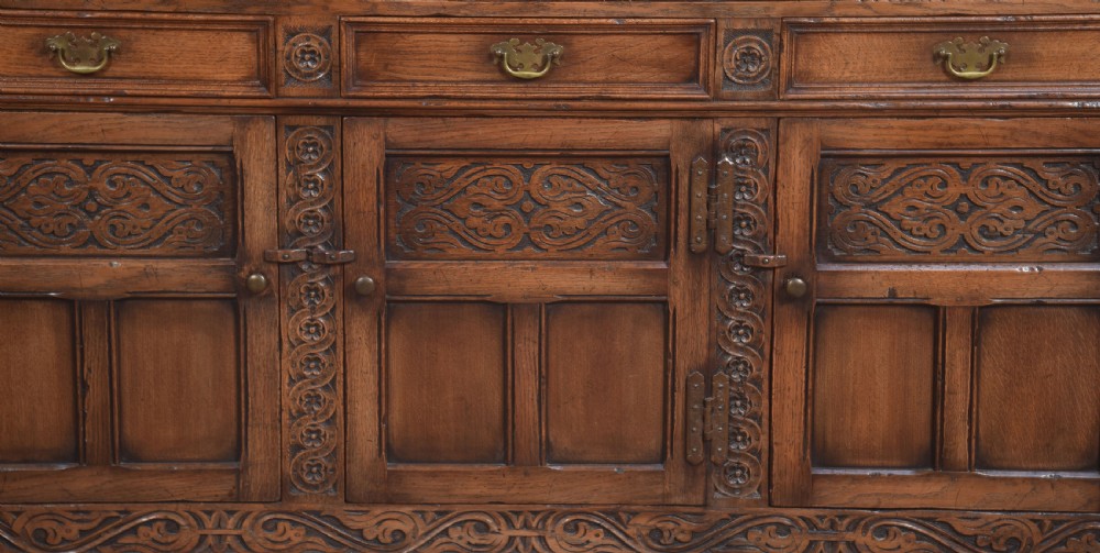 Jacobean style oak three drawer dresser base View V