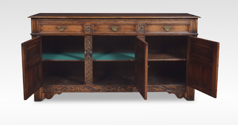 Jacobean style oak three drawer dresser base View VI