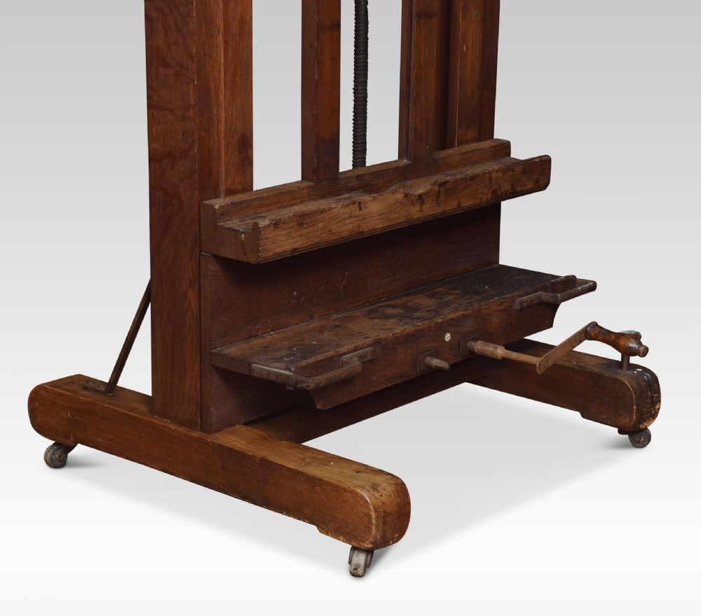Oak artist’s fully adjustable studio easel View II