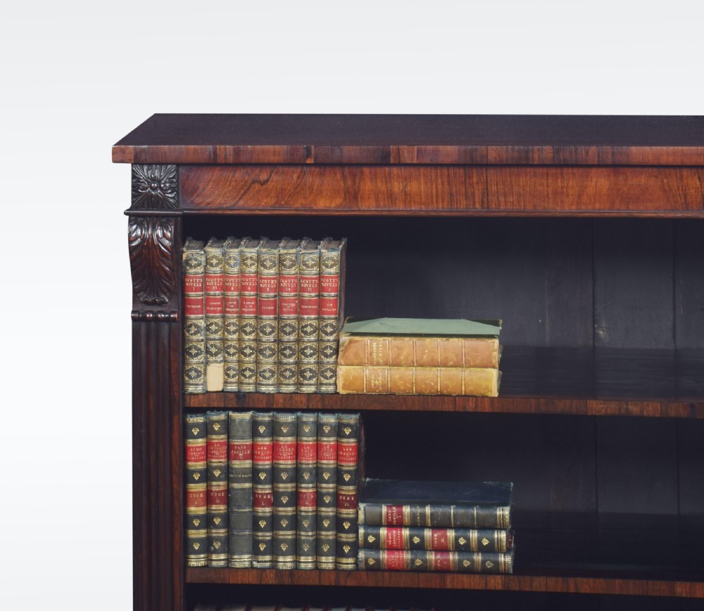 Figured rosewood open bookcase View II