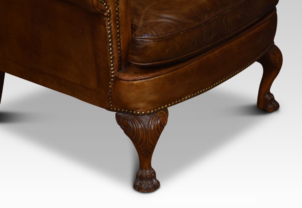 Georgian style leather wingback armchair View II