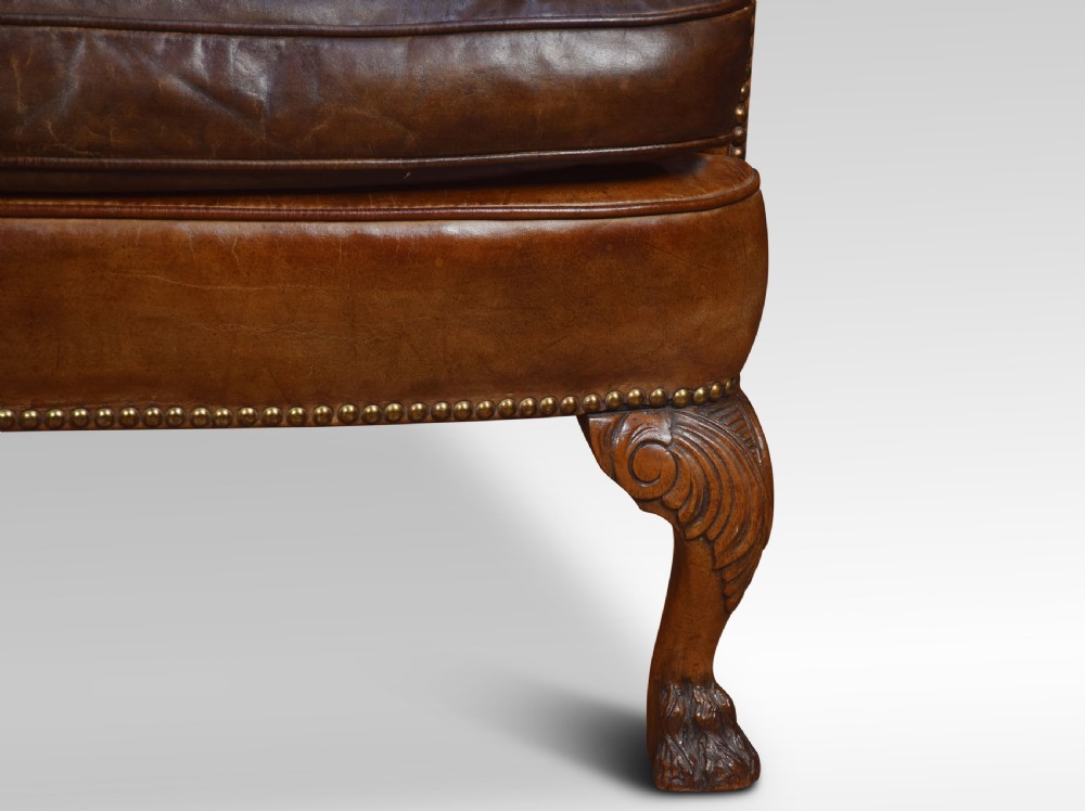 Georgian style leather wingback armchair View IV