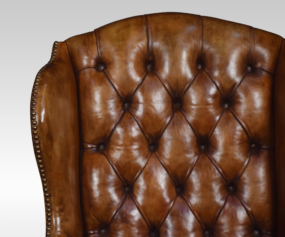 Georgian style leather wingback armchair View V