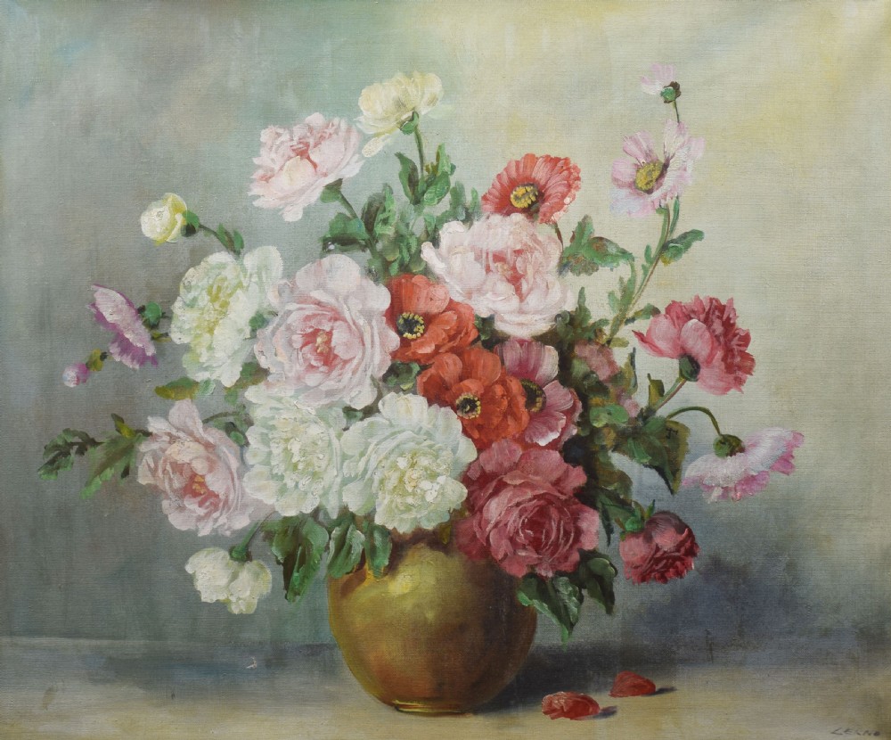 Oil on canvas still life of flowers View III