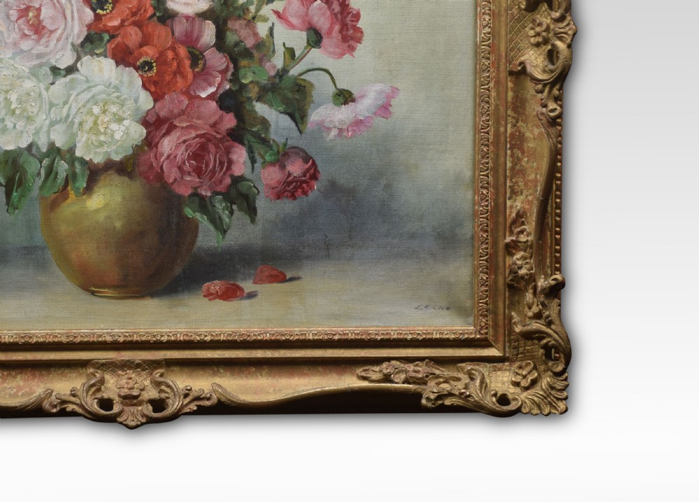 Oil on canvas still life of flowers View IV