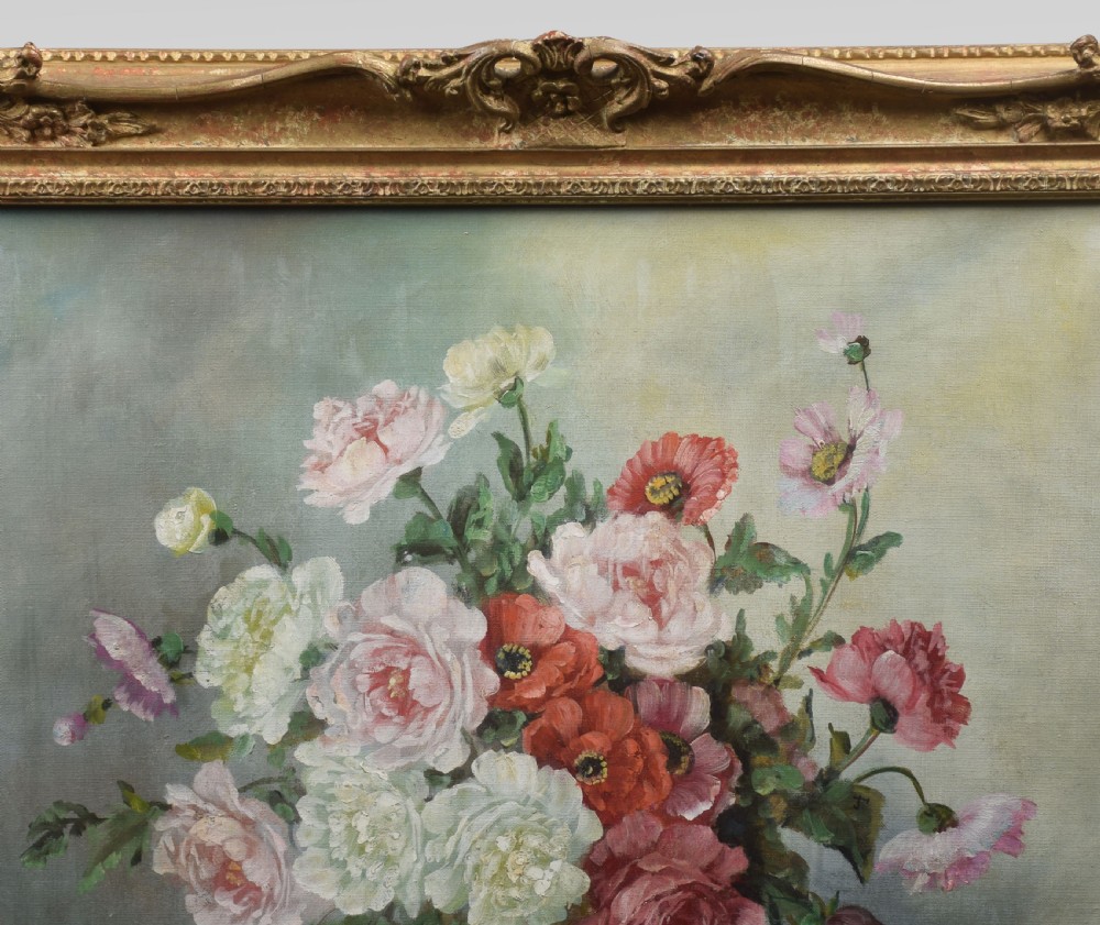 Oil on canvas still life of flowers View V