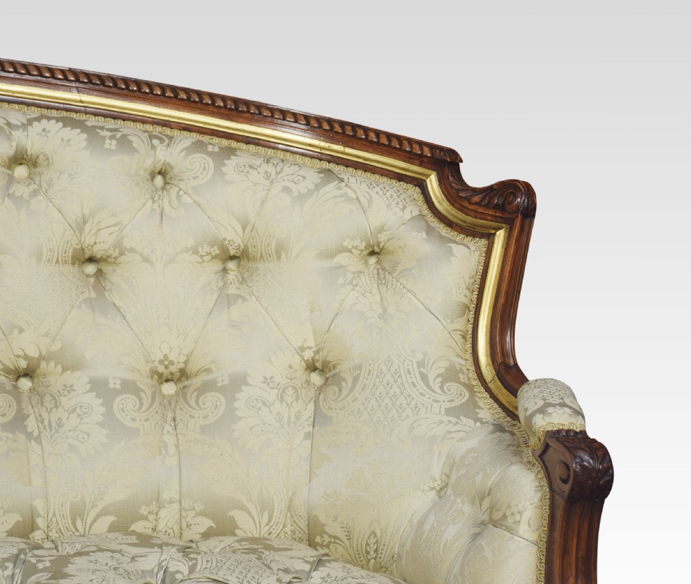 19th century carved walnut and parcel gilt sofa View VIII