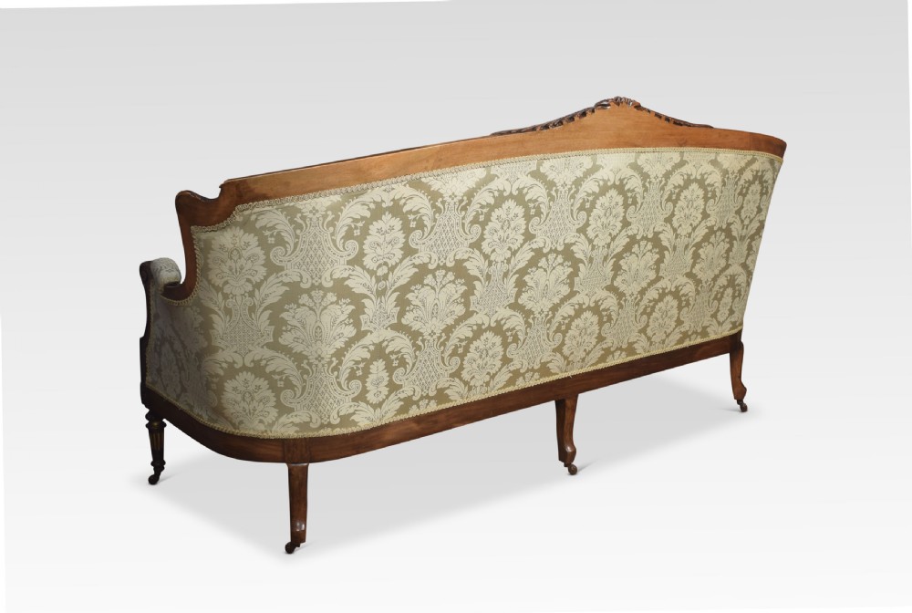 19th century carved walnut and parcel gilt sofa View X