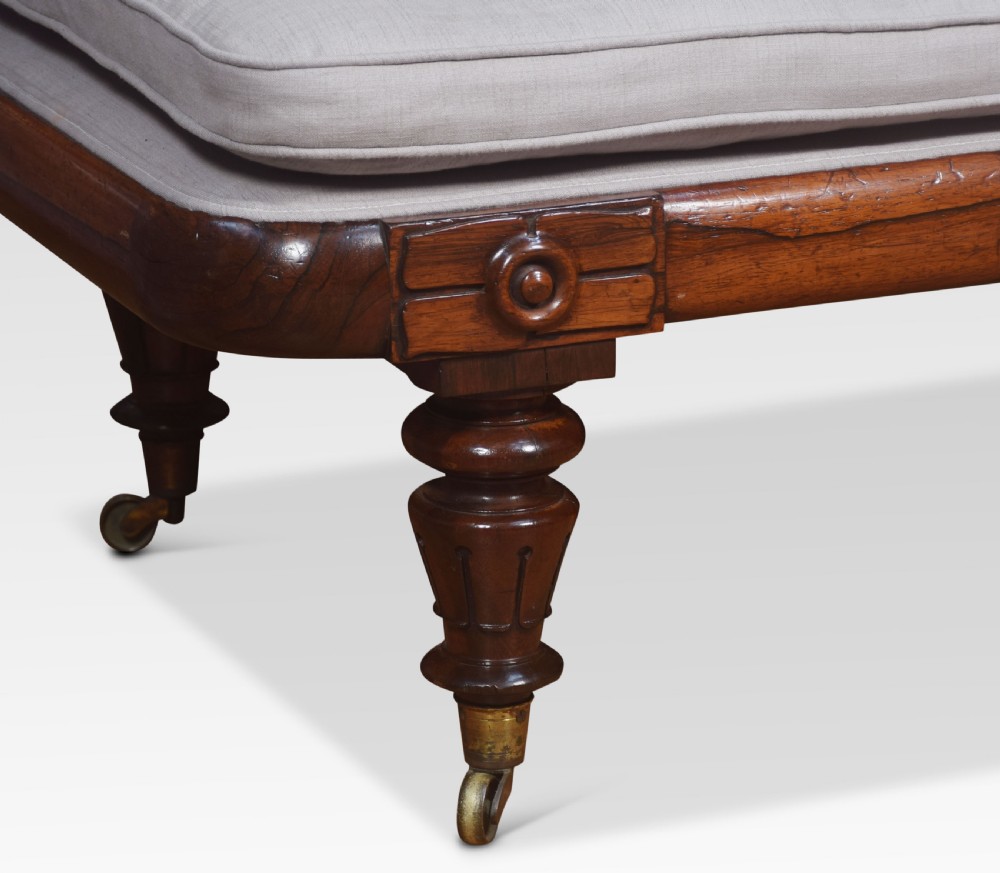 Rosewood framed scroll arm chaise lounge attributed to Wm Trotter View III