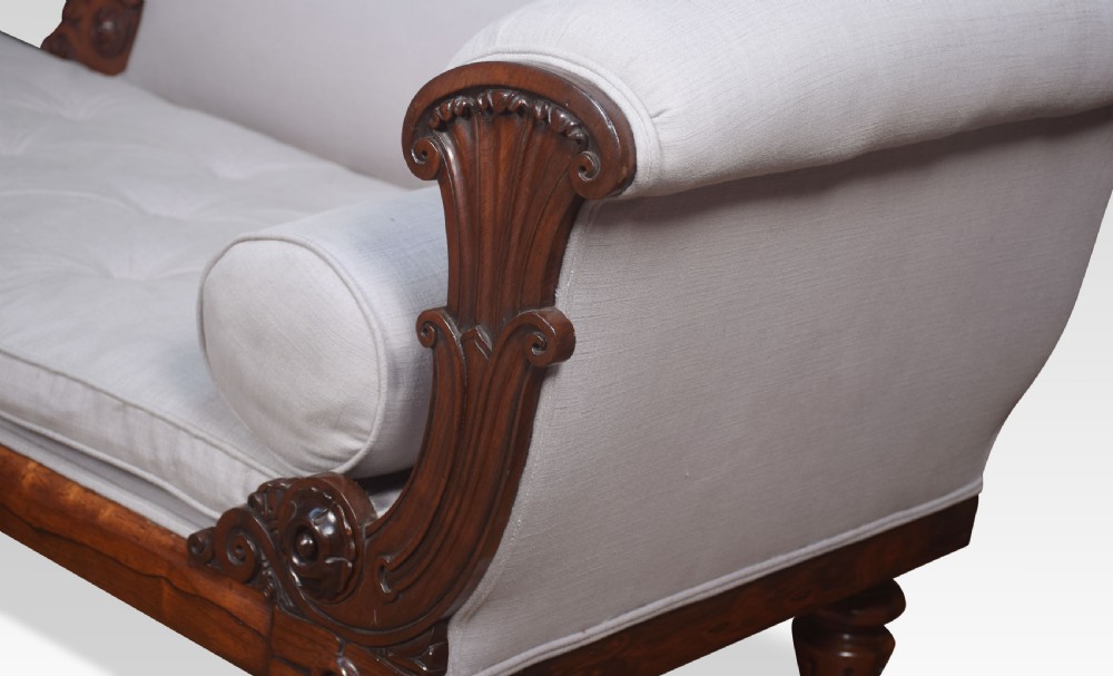 Rosewood framed scroll arm chaise lounge attributed to Wm Trotter View VI