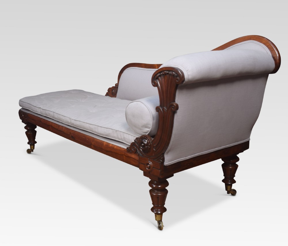 Rosewood framed scroll arm chaise lounge attributed to Wm Trotter View VII