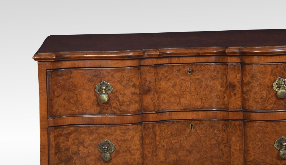 Figured walnut serpentine fronted chest of drawers View II