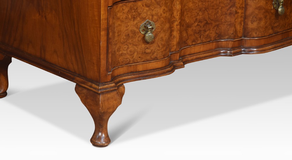 Figured walnut serpentine fronted chest of drawers View V