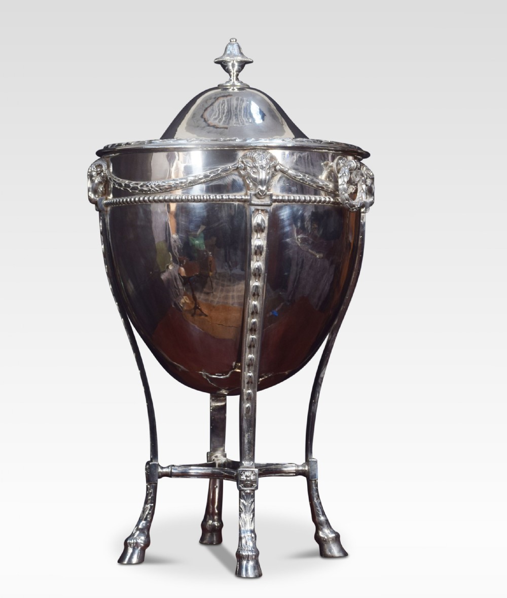 Silver plated lidded wine cooler