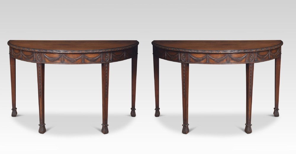 Pair of Adam Revival mahogany hall tables