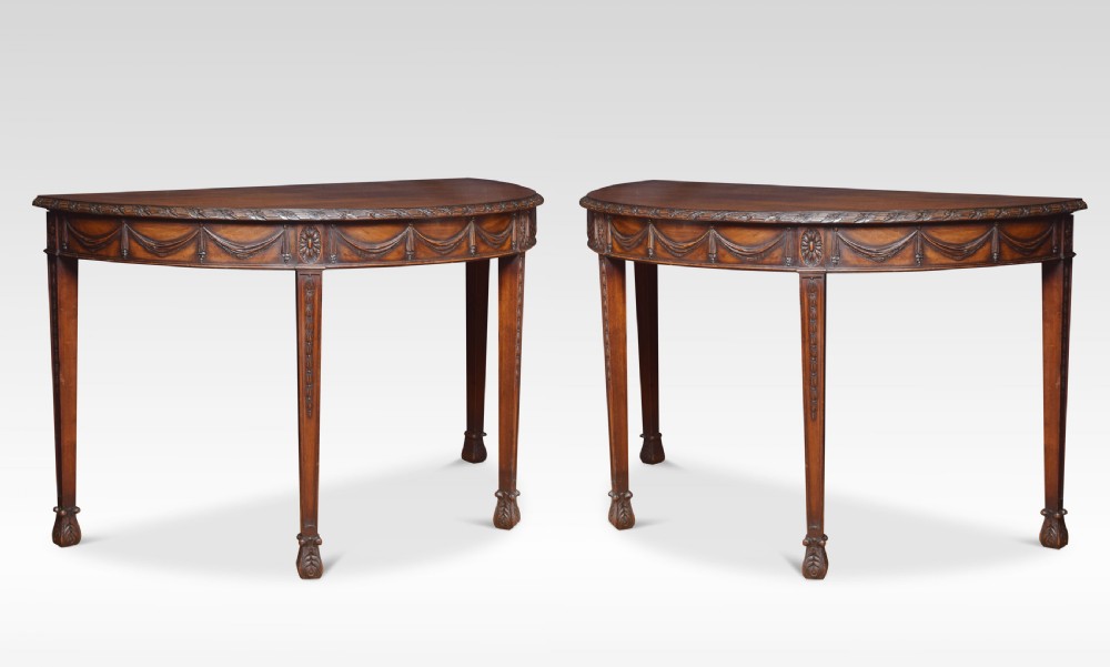Pair of Adam Revival mahogany hall tables View II