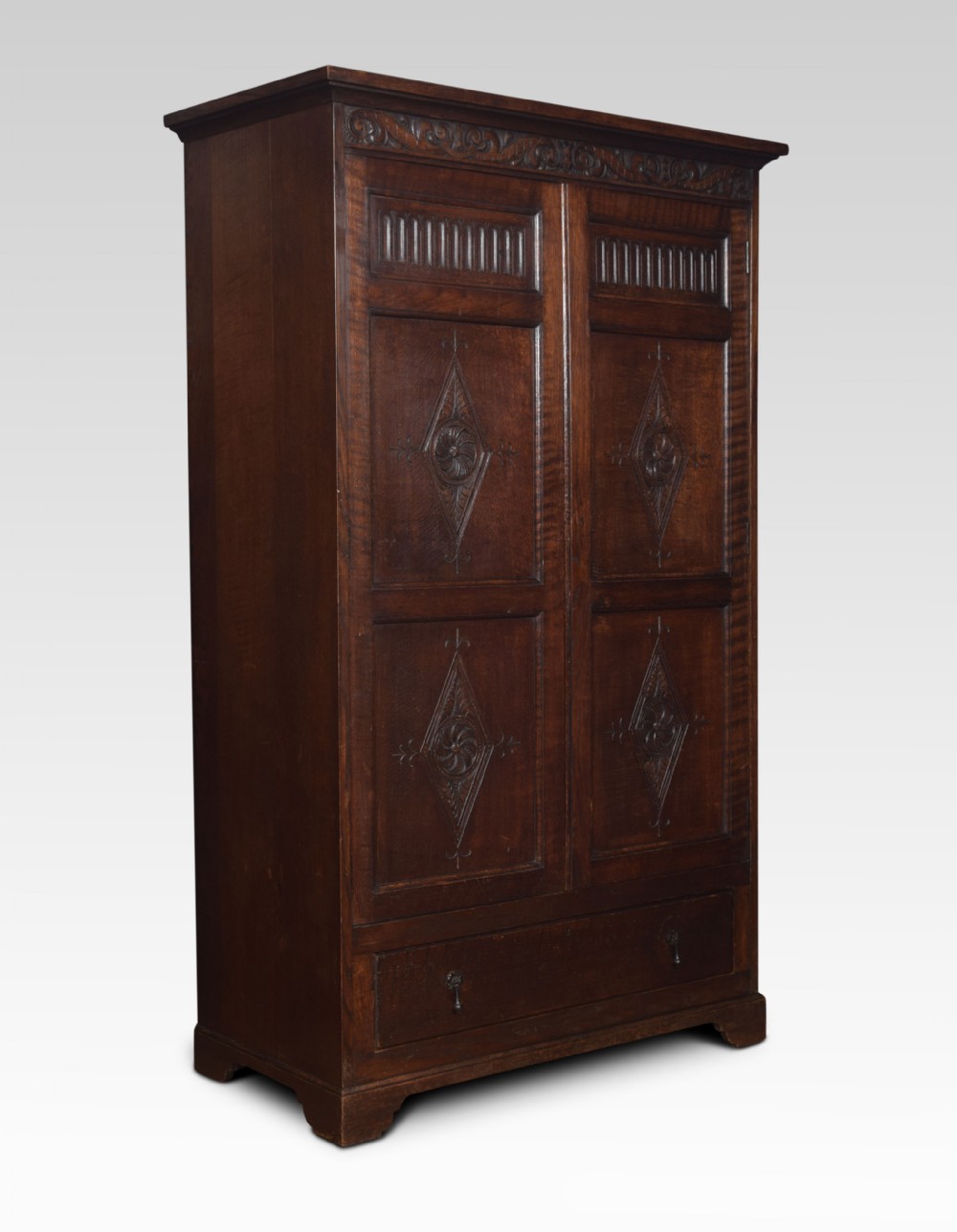 Carved oak hall robe