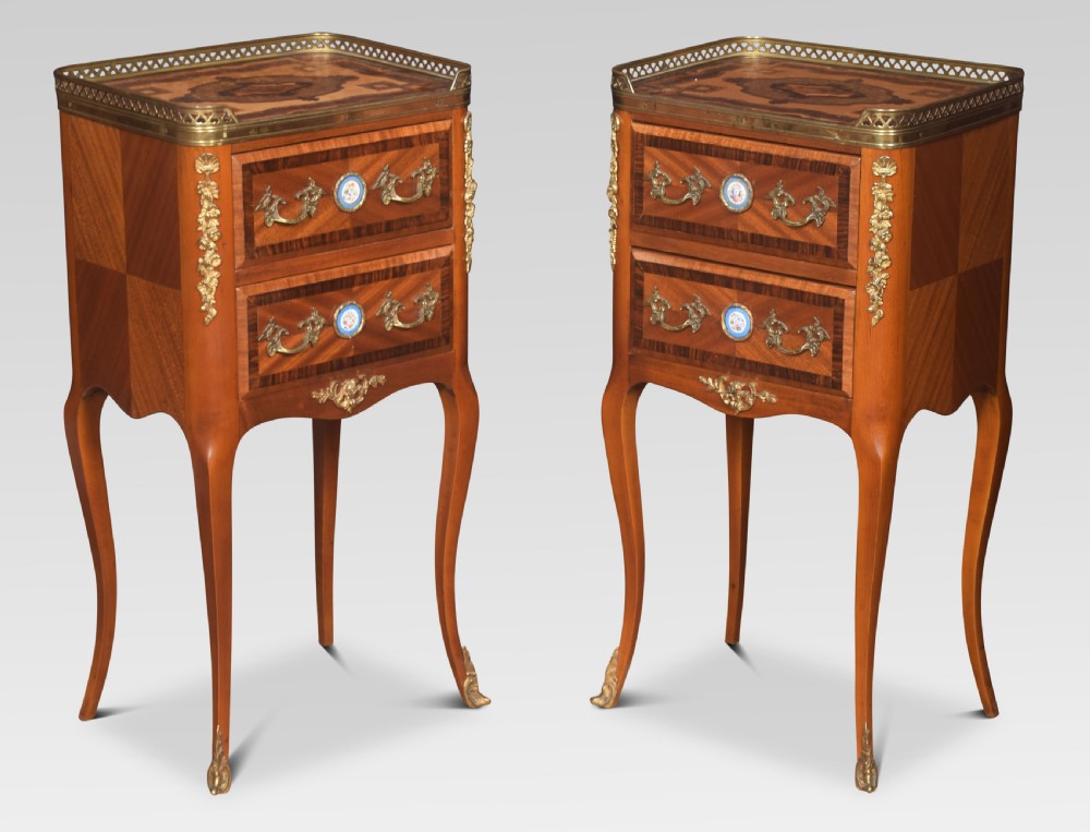 Pair Walnut and gilt metal bedside cabinets View II