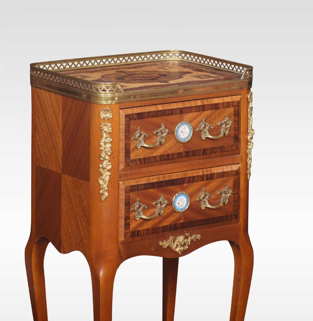 Pair Walnut and gilt metal bedside cabinets View III