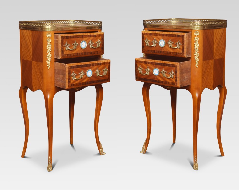Pair Walnut and gilt metal bedside cabinets View IV
