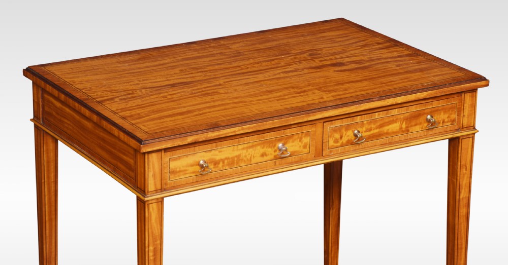 Satinwood two drawer side table by Jas Shoolbred View II