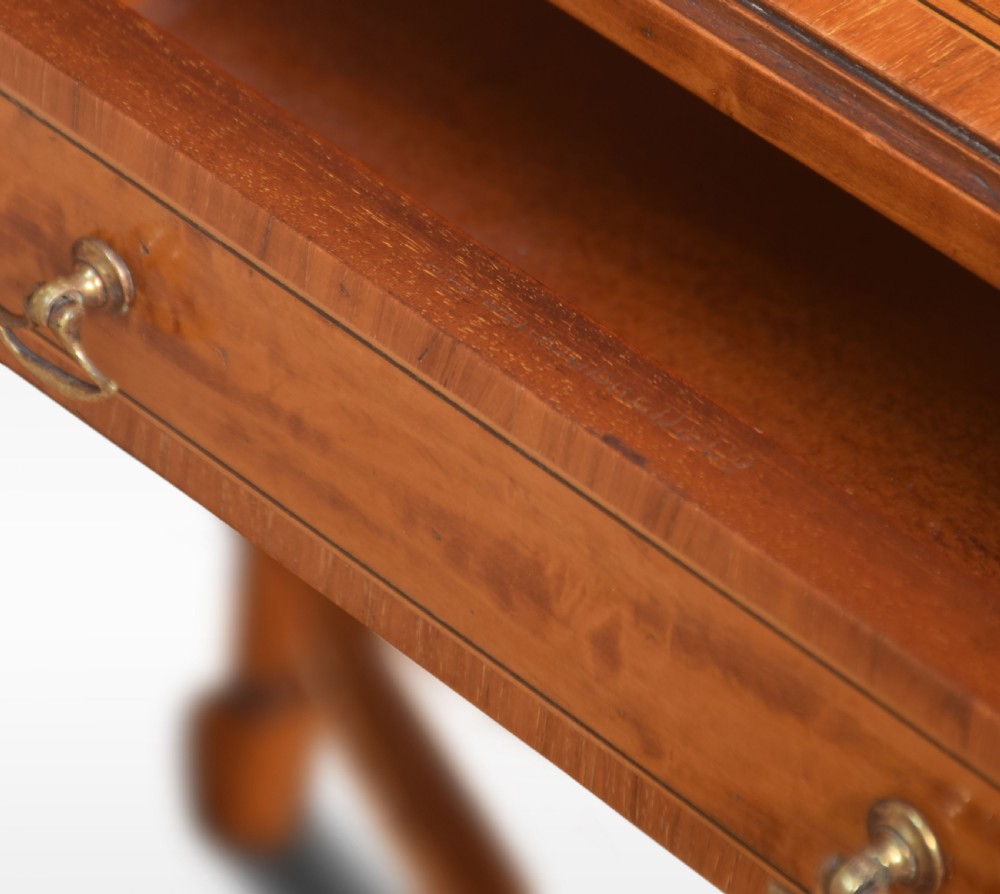 Satinwood two drawer side table by Jas Shoolbred View VI