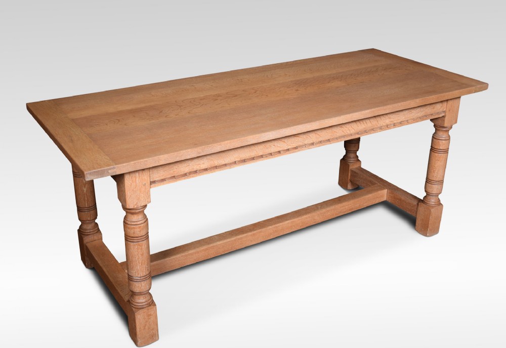Limed oak plank top refectory table