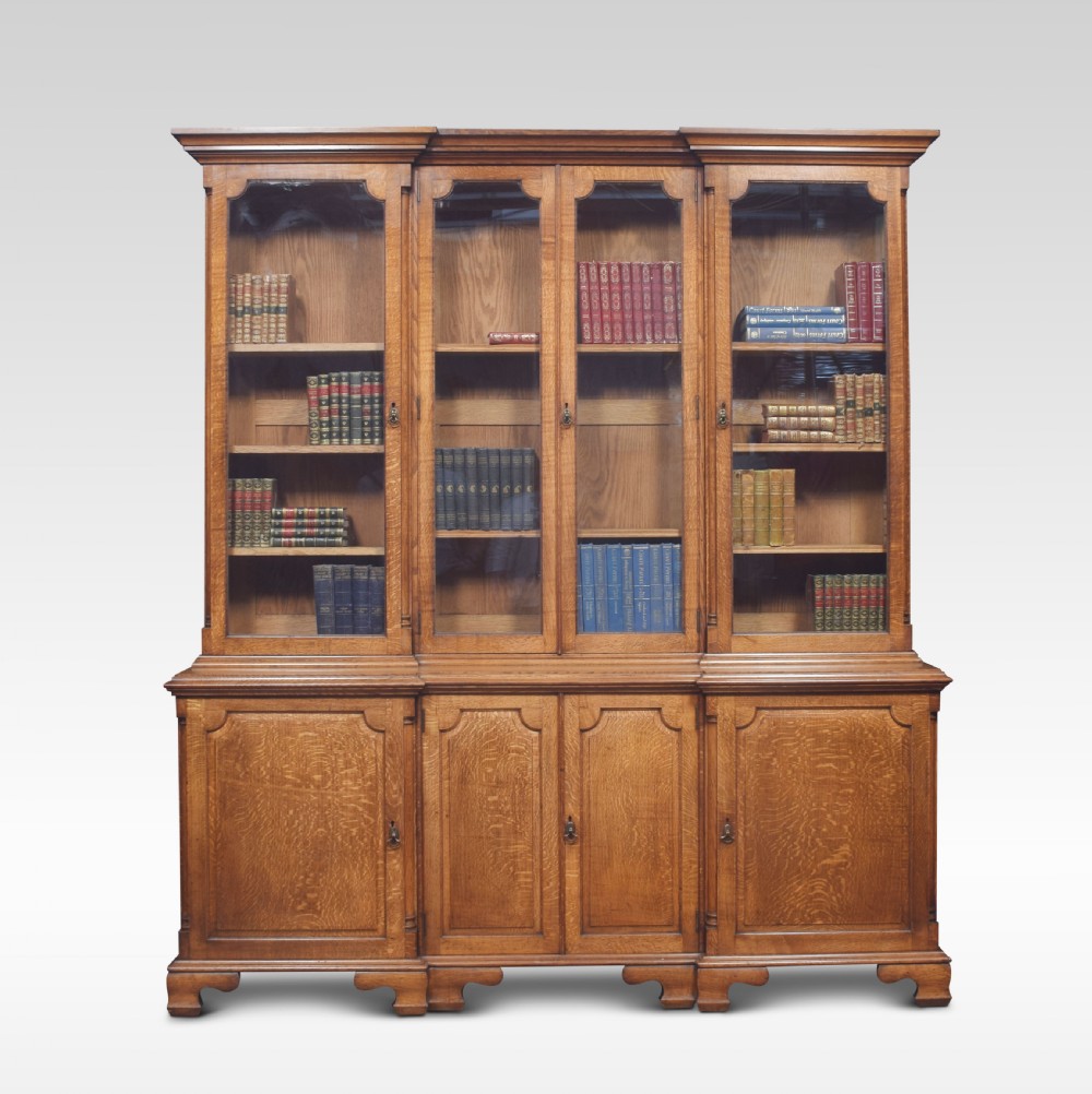 Large oak four door bookcase