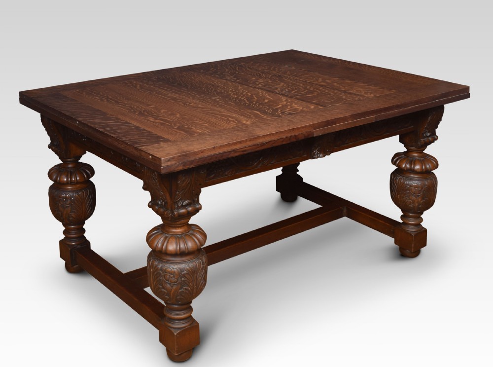 Oak draw-leaf refectory table