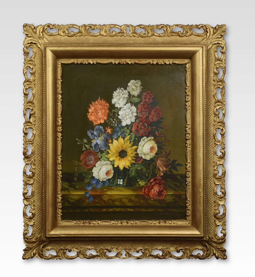 Still life of flowers oil on canvas