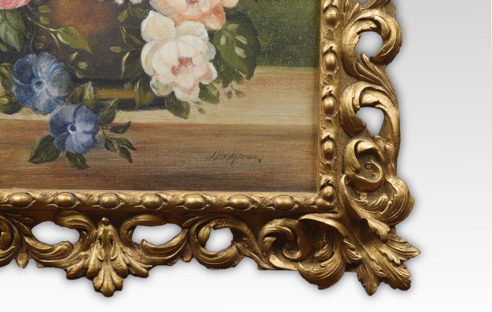 Oil on canvas still life of flowers View III