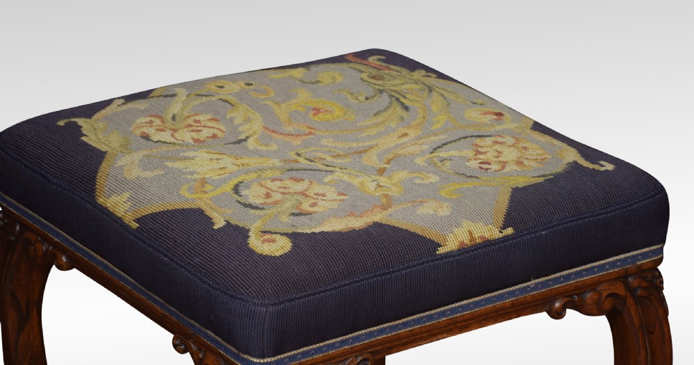 Rosewood needlepoint stool View II