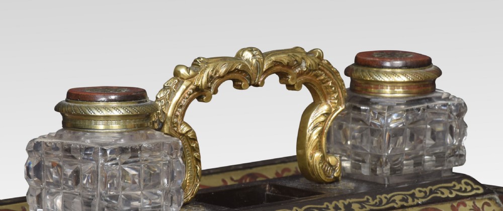 19th Century French boulle and tortoiseshell brass inlaid ink stand View II