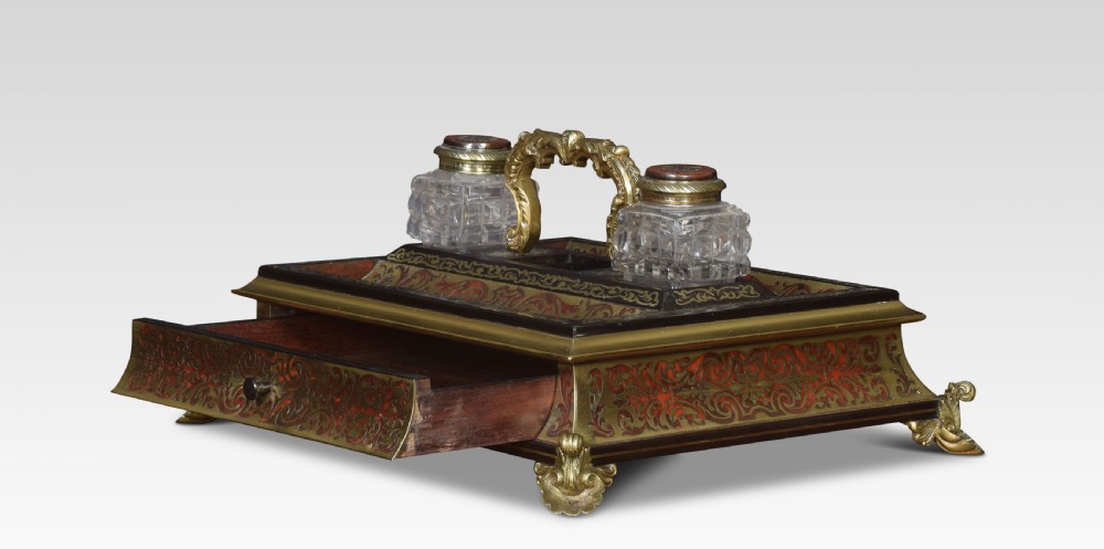 19th Century French boulle and tortoiseshell brass inlaid ink stand View III
