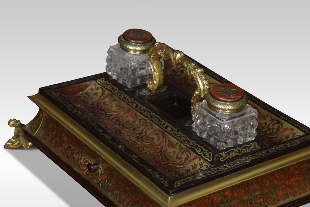 19th Century French boulle and tortoiseshell brass inlaid ink stand View VI