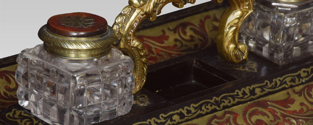 19th Century French boulle and tortoiseshell brass inlaid ink stand View VII