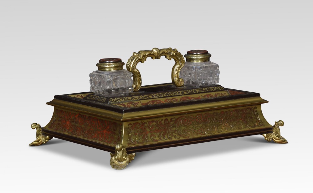 19th Century French boulle and tortoiseshell brass inlaid ink stand View VIII