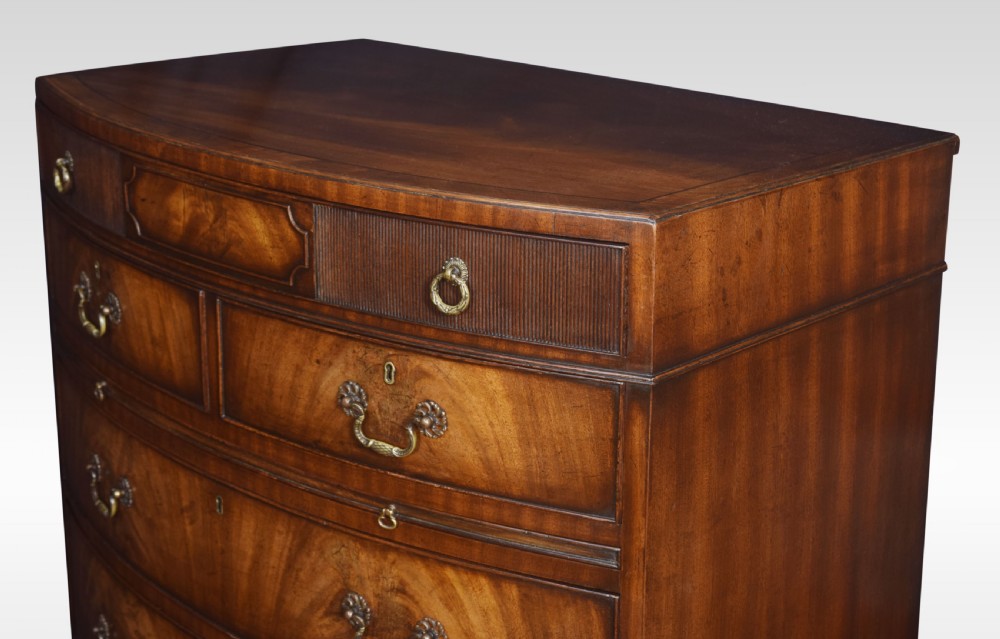 Regency style mahogany bow fronted chest of drawers View VII