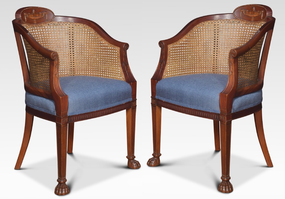 Pair of mahogany framed tub armchairs
