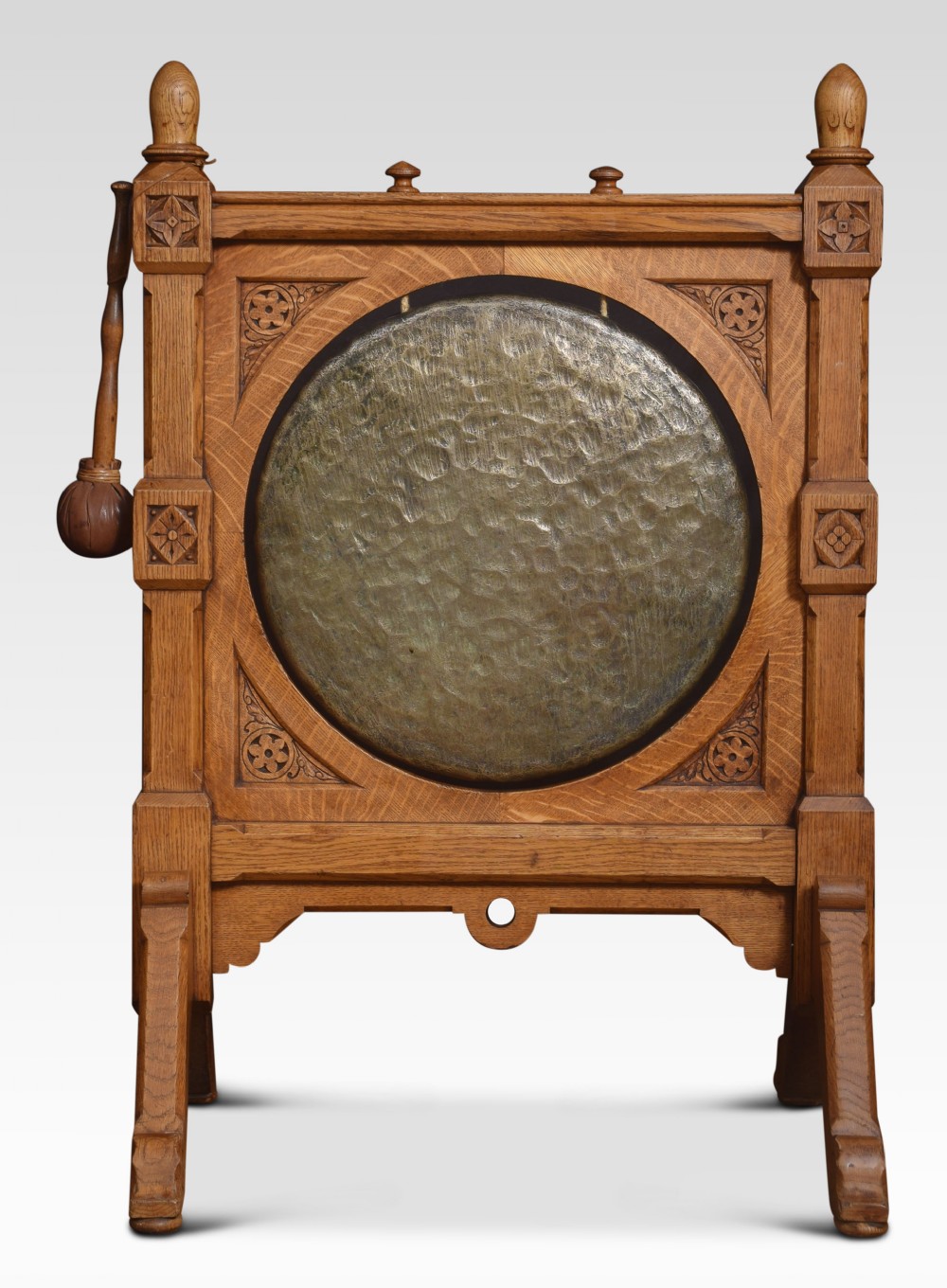 Gothic revival oak framed dinner gong