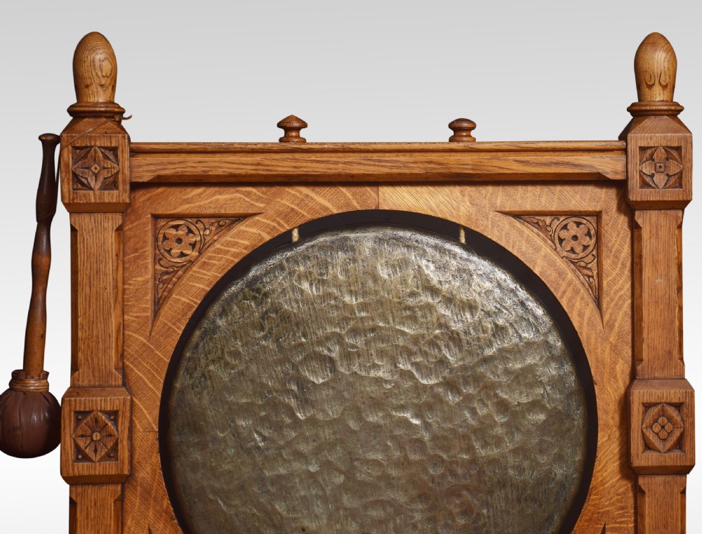 Gothic revival oak framed dinner gong View IV