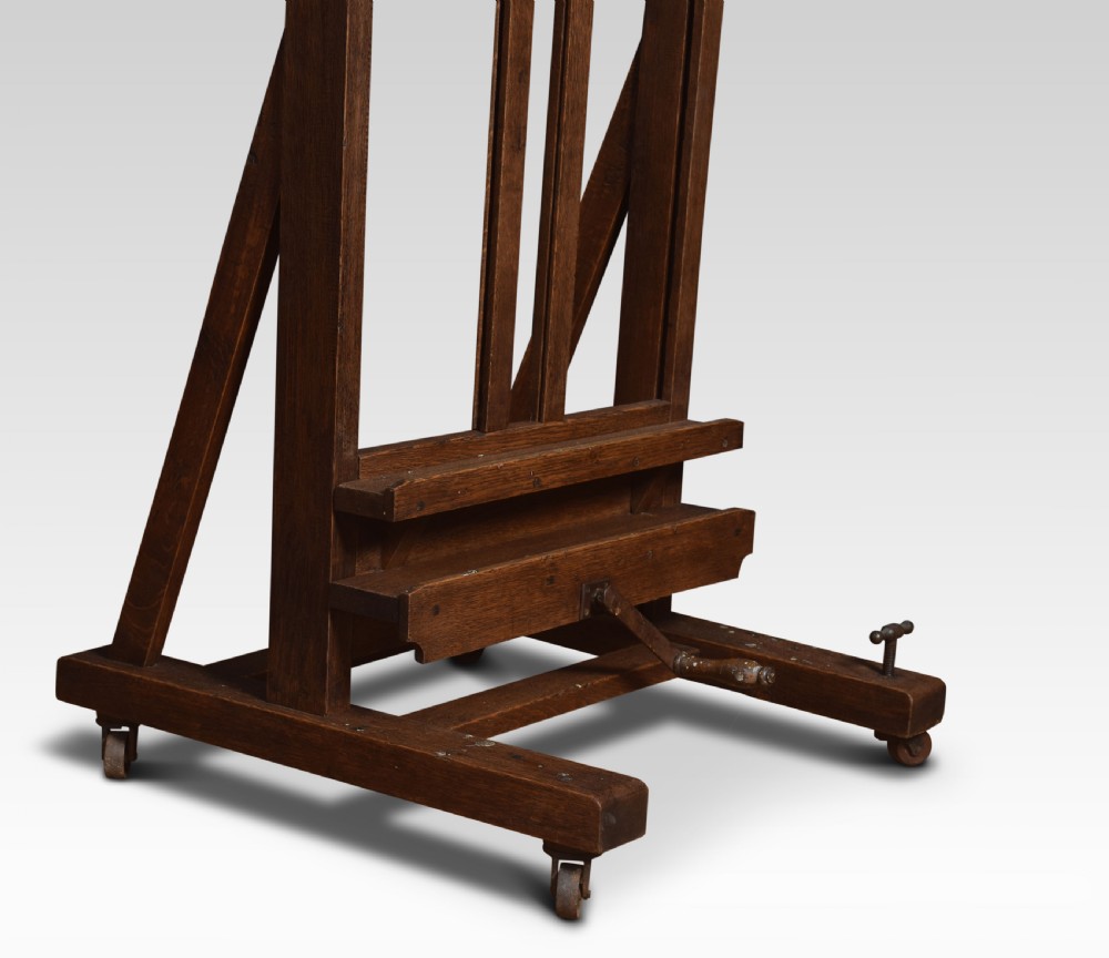 Oak artist’s adjustable studio easel View III