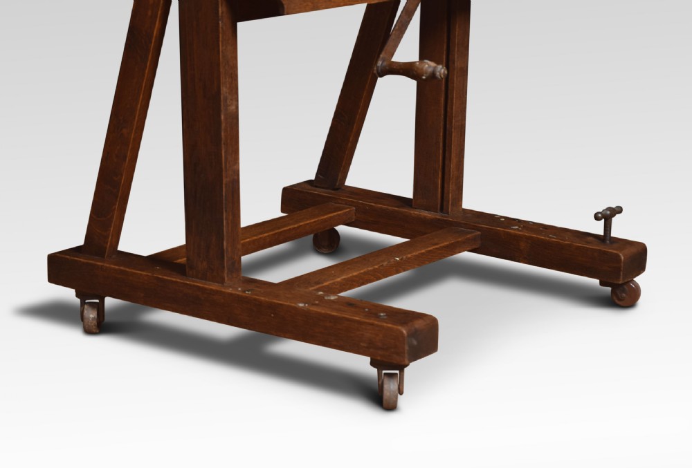 Oak artist’s adjustable studio easel View V