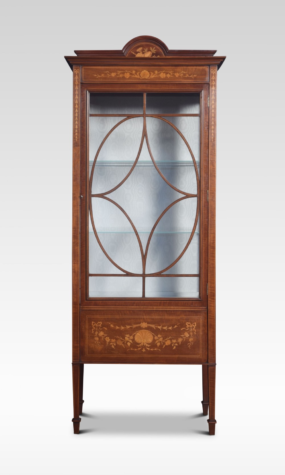 Mahogany single door inlaid display cabinet