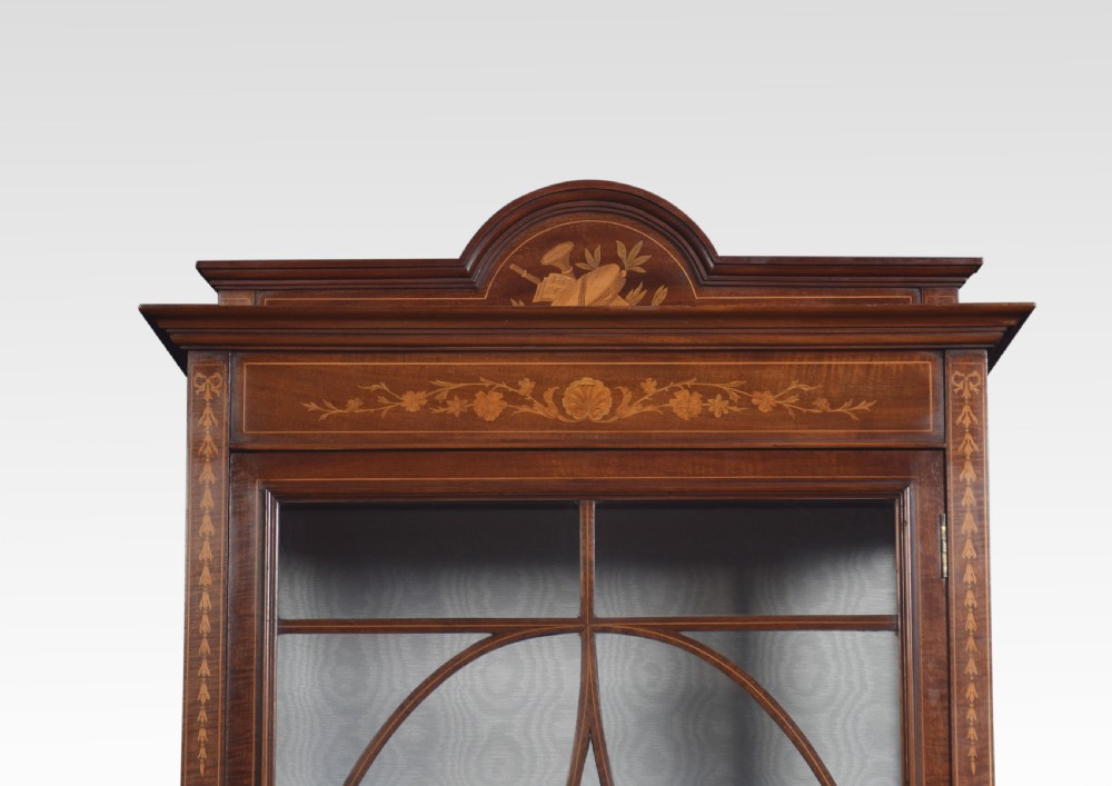 Mahogany single door inlaid display cabinet View II