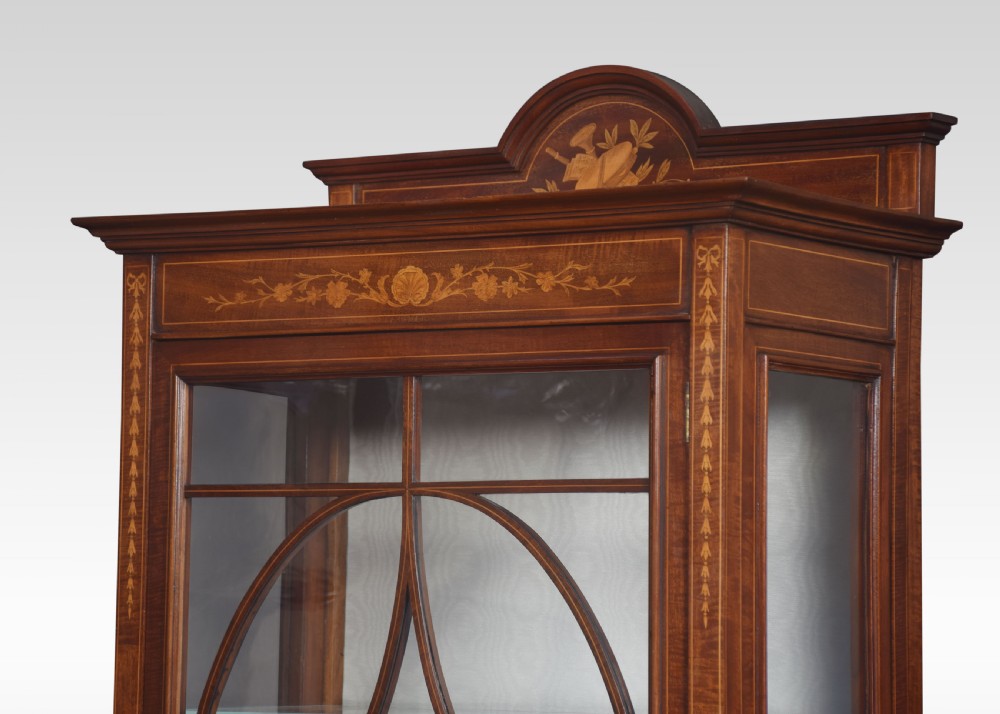 Mahogany single door inlaid display cabinet View VII