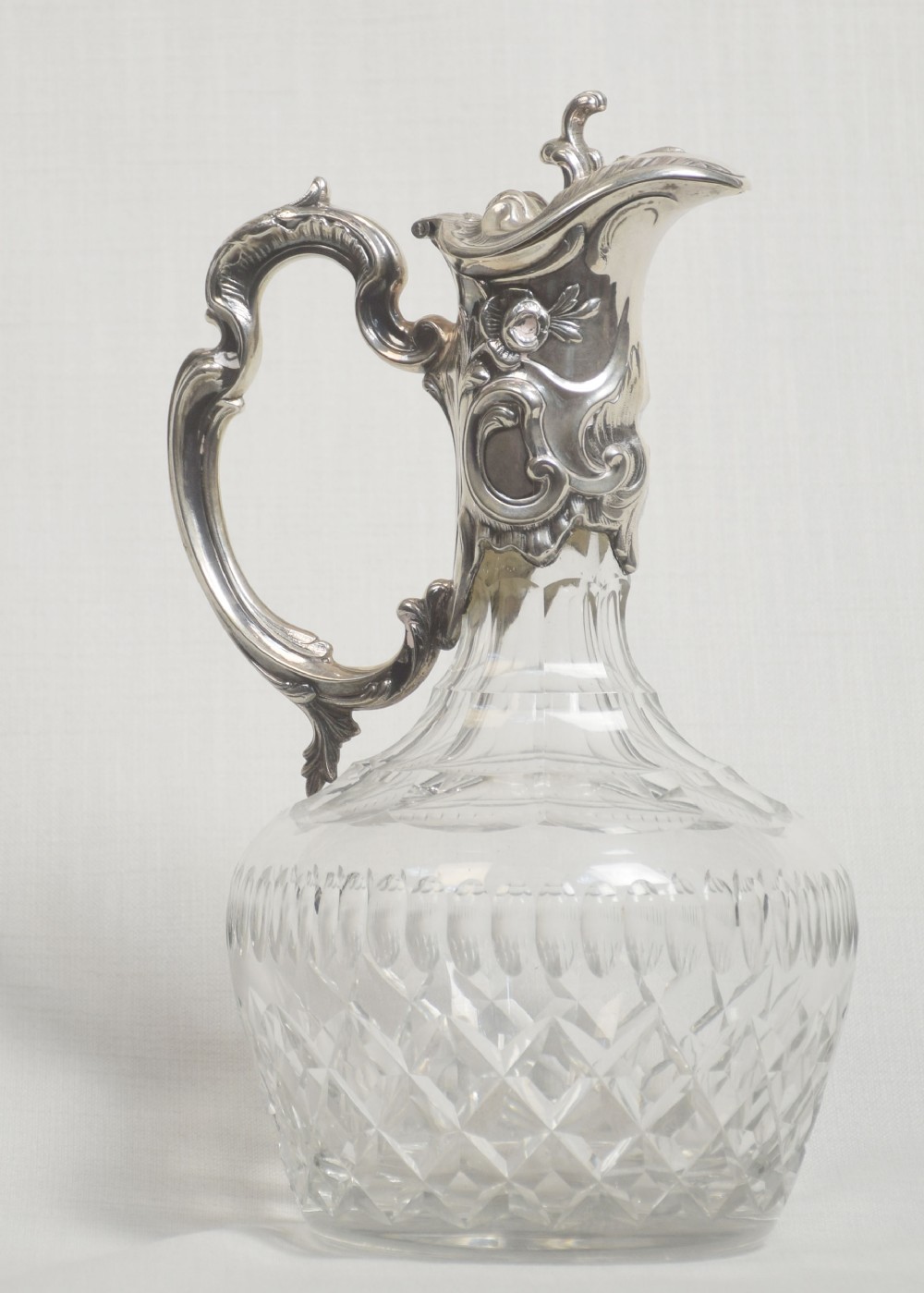 Silvered claret jug
