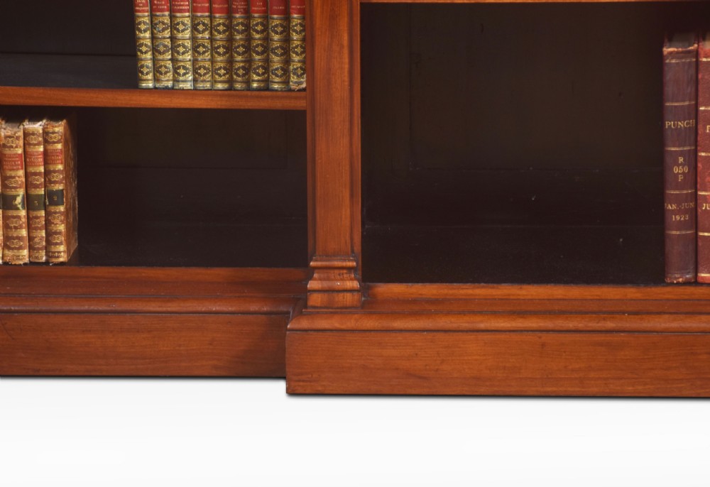Large mahogany breakfront open bookcases View III