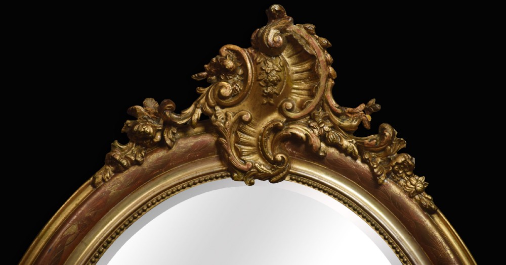 Large Louis XVI style giltwood wall mirror View II